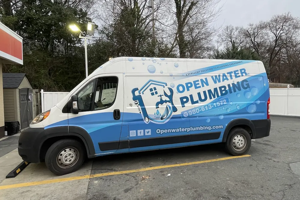 Open Water Plumbing technicians on a job in South Charlotte